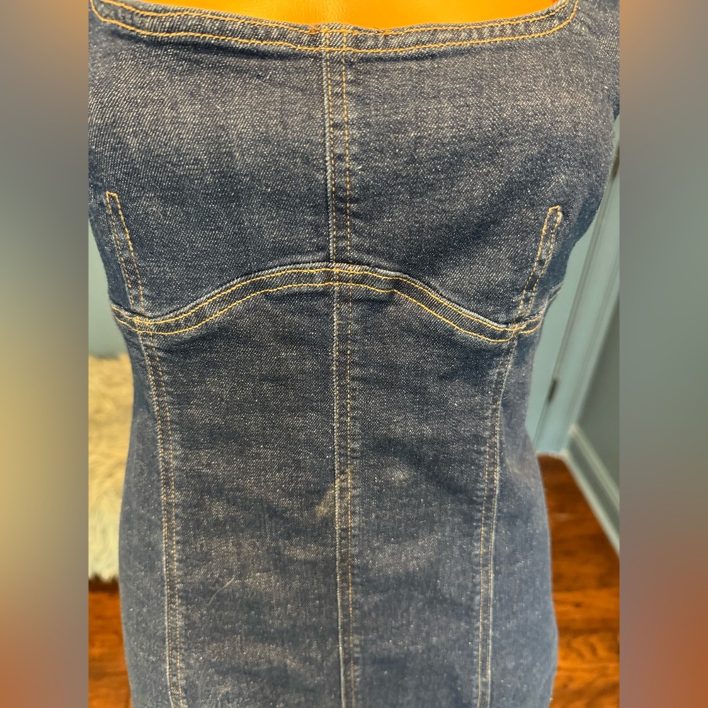 Wild Fable Denim Midi Dress Bodycon Slit Fitted Blue Size M - Picture 5 of 10